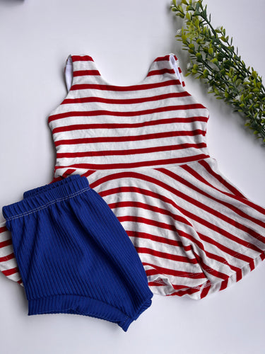 Red White Striped Peplum Outfit