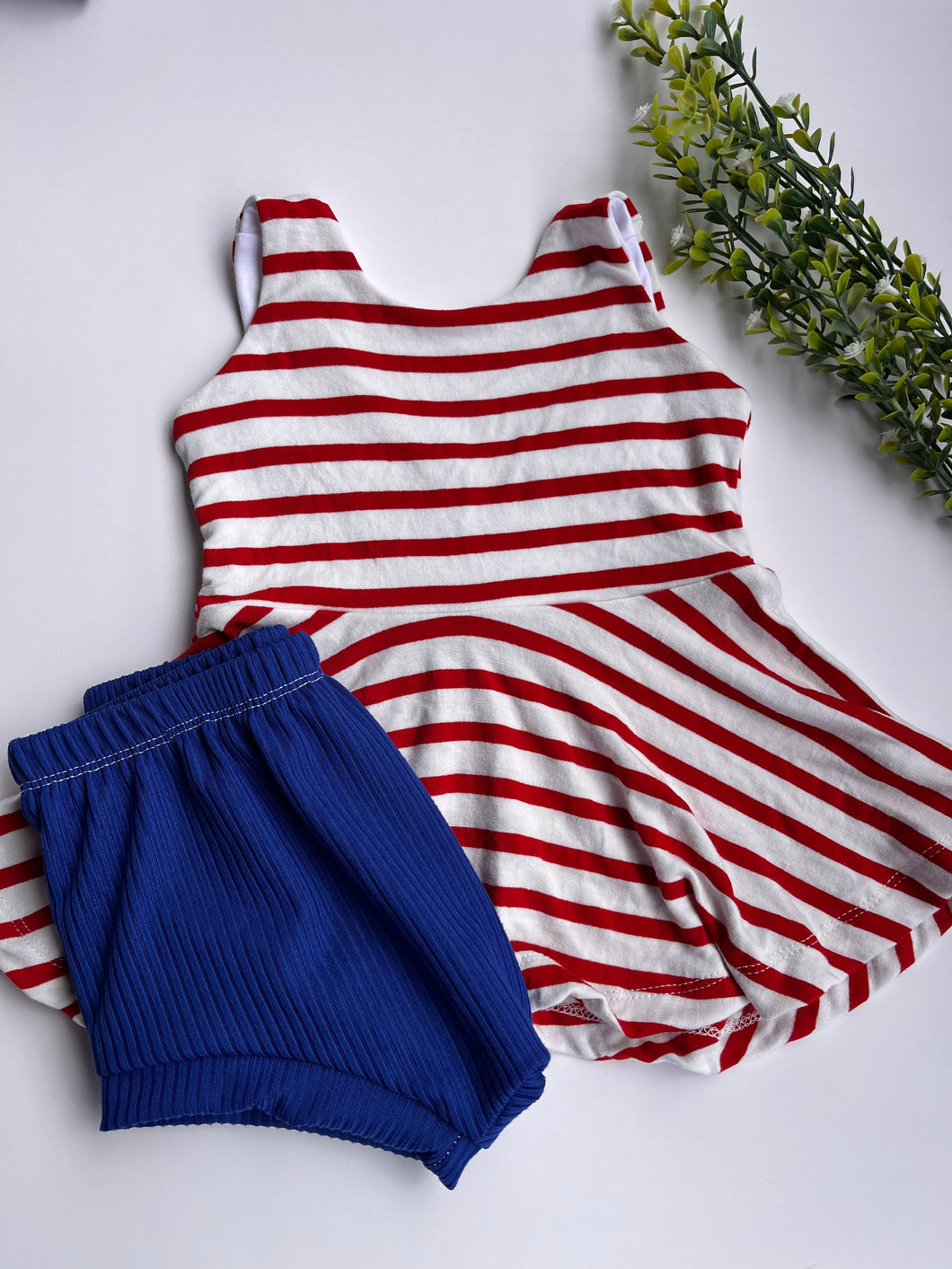 Red White Striped Peplum Outfit