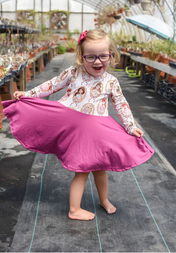Pink princess twirl toddler dress