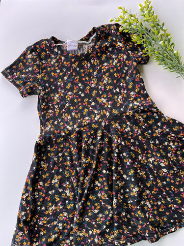 Girls black ditsy floral dress