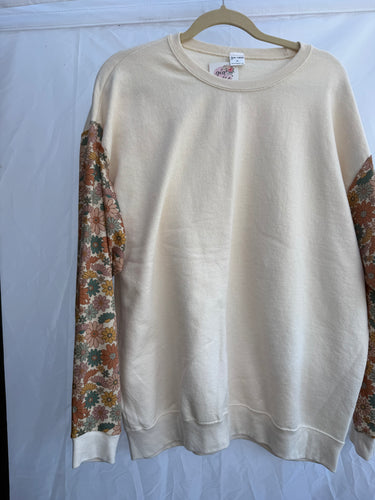 Rust floral sleeve sweatshirt